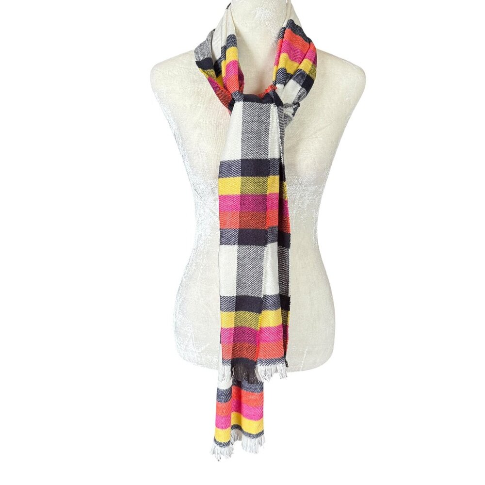 Talbots multicolored striped rectangle scarf with… - image 1